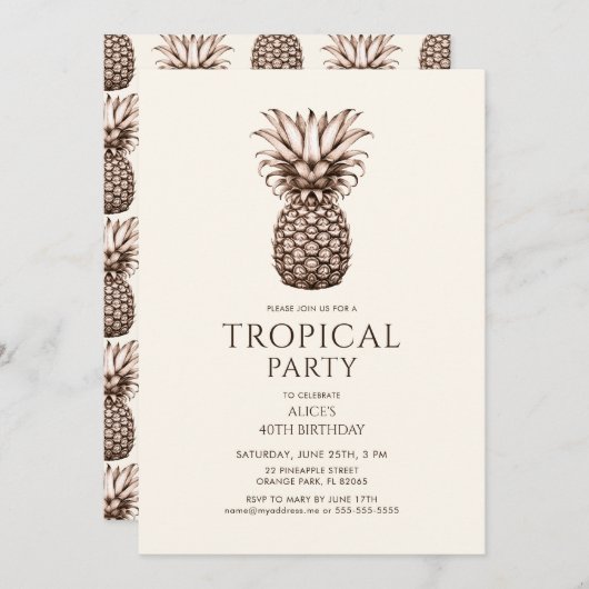 Tropisch feest met  ananas kaart (Voorkant / Achterkant)