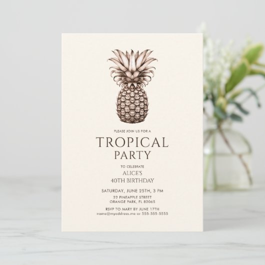 Tropisch feest met  ananas kaart (Staand voorkant)
