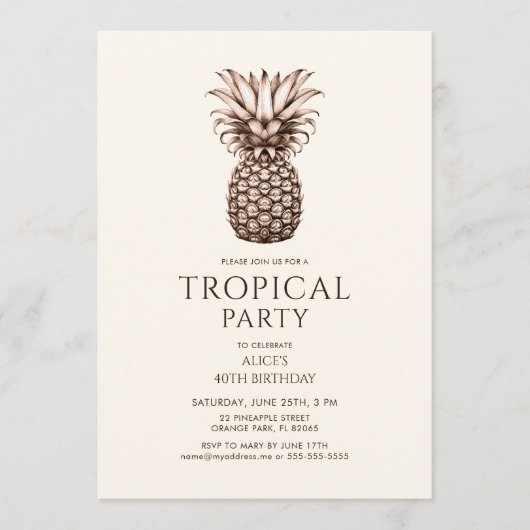 Tropisch feest met  ananas kaart (Voorkant)