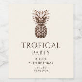 Tropisch feest met ananas wijn etiket (Enkel label)