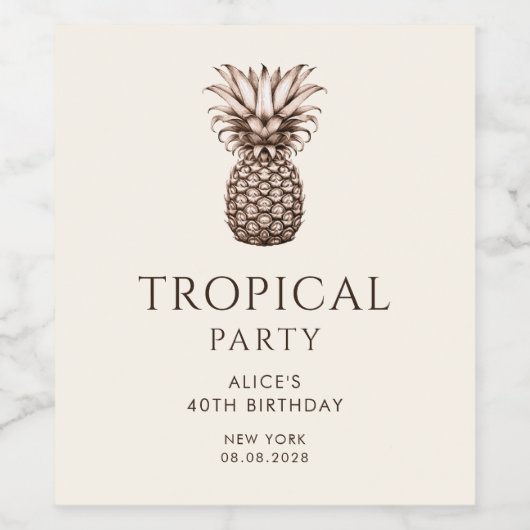 Tropisch feest met ananas wijn etiket (Enkel label)