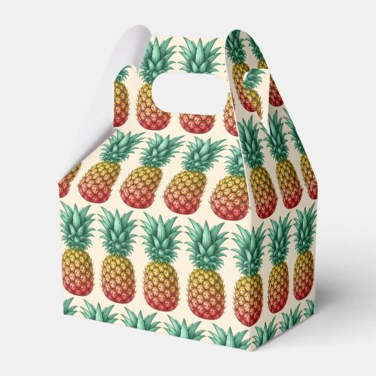 Tropisch feest met retro ananas bedankdoosjes (Voorkant Zijde)