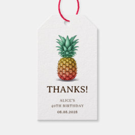 Tropisch feest met retro ananas cadeaulabel