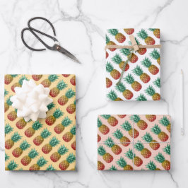 Tropisch feest met retro ananas inpakpapier vel