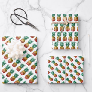 Tropisch feest met retro ananas inpakpapier vel