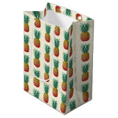 Tropisch feest met retro ananas medium cadeauzakje (Voorkant Gekanteld)