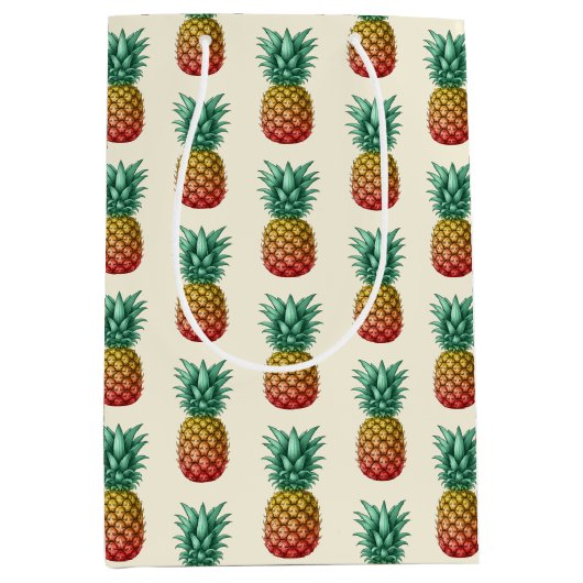 Tropisch feest met retro ananas medium cadeauzakje (Voorkant)
