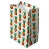 Tropisch feest met retro ananas medium cadeauzakje (Achterkant Gekanteld)