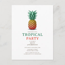 Tropisch feest met retro ananas uitnodiging