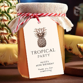 Tropisch feest met vintage ananas cadeaulabel