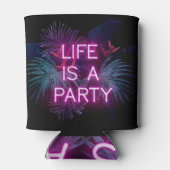 Tropisch feest, neon palmbladeren. blikjeskoeler (Achterkant)