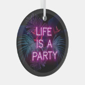 Tropisch feest, neon palmbladeren. glas ornament (Voorkant Rechts)