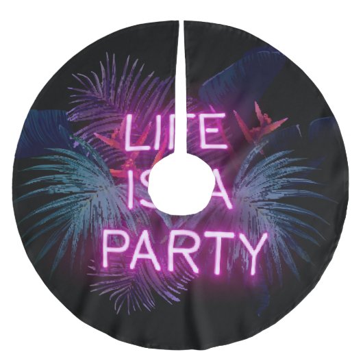 Tropisch feest, neon palmbladeren. kerstboom rok (Voorkant)