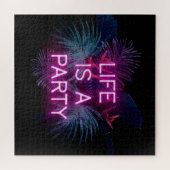 Tropisch feest, neon palmbladeren. legpuzzel (Horizontaal)