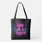 Tropisch feest, neon palmbladeren. tote bag (Achterkant)