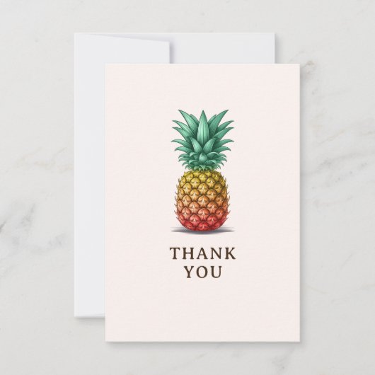 Tropisch feest retro ananas bedankkaart (Voorkant)