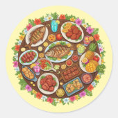 Tropisch feest ronde sticker (Voorkant)