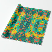 Tropisch Feest Toekan & Flamingo Cadeaupapier (Uitgerold)