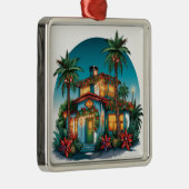 TROPISCH FEESTELIJK KERSTSTRANDHUIS METALEN ORNAMENT (Rechts)