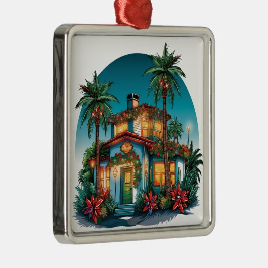 TROPISCH FEESTELIJK KERSTSTRANDHUIS METALEN ORNAMENT (Rechts)