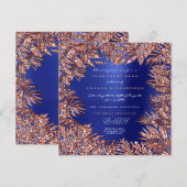 Tropisch fern Leafs omhuld Roos goudkoper blauw Kaart (Voorkant / Achterkant)