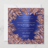 Tropisch fern Leafs omhuld Roos goudkoper blauw Kaart (Voorkant)