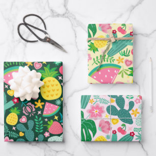 Tropisch festival voor fruit en cactus inpakpapier vel