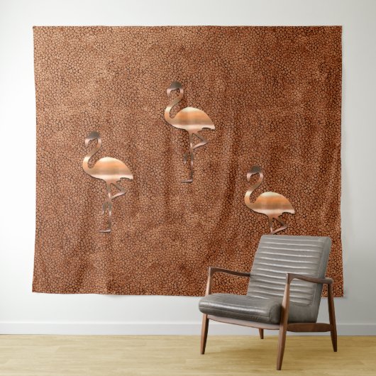 Tropisch Flair Gold Flamingo Tapestry Wandkleed (In Situ (horizontaal))