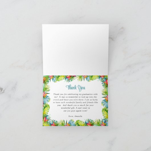 Tropisch Flamingo Afstuderen Luau Bedankkaart (Binnen)