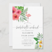 Tropisch Flamingo Aloha Luau Bachelorette Weekend Kaart (Voorkant)