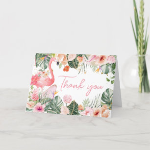 Tropisch Flamingo Baby shower Bedankkaart
