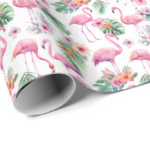 Tropisch Flamingo Baby shower inpakpapier (Rol Hoek)