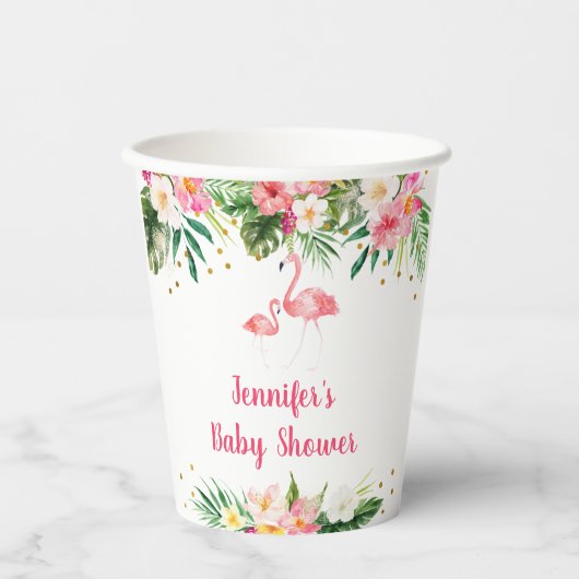 Tropisch Flamingo Baby shower Papieren Bekers (Voorkant)