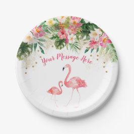 Tropisch Flamingo Baby shower Papieren Bordje