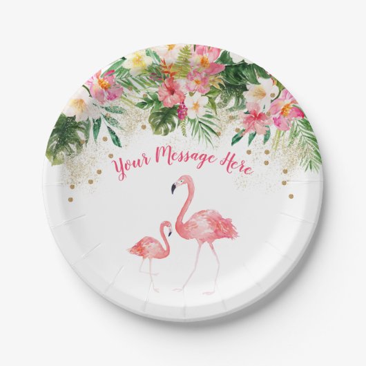 Tropisch Flamingo Baby shower Papieren Bordje (Voorkant)
