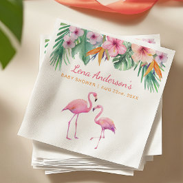 Tropisch Flamingo Baby shower servet met naam