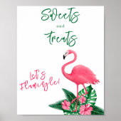 Tropisch flamingo baby shower Snoepjes en lekkerni Poster (Voorkant)