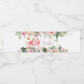 Tropisch Flamingo Baby shower Waterfles Etiket (Enkel label)