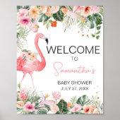 Tropisch Flamingo Baby shower Welkome Poster (Voorkant)