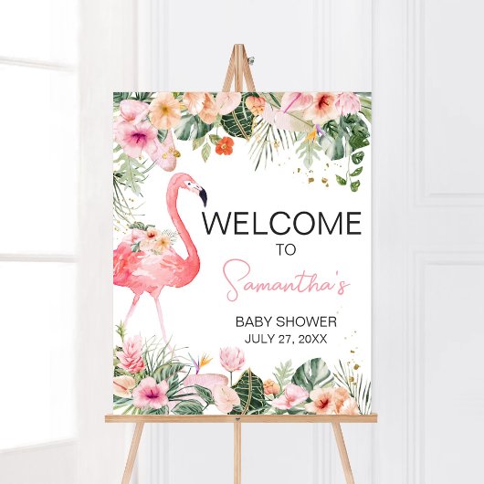 Tropisch Flamingo Baby shower Welkome Poster