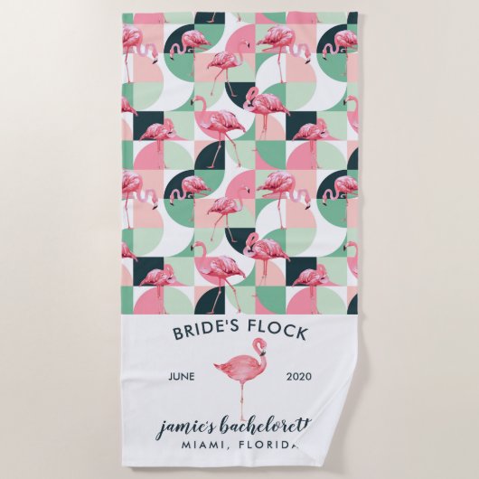 Tropisch Flamingo Bachelorette Weekend Strandlaken (Voorkant)