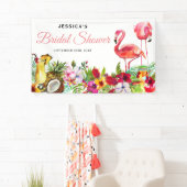 Tropisch Flamingo Beach Floral Vrijgezellenfeest Spandoek (Insitu)