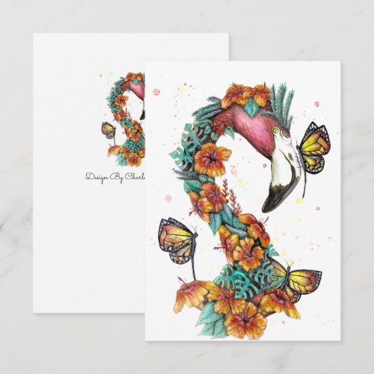 Tropisch Flamingo Bedankkaart (Voorkant / Achterkant)