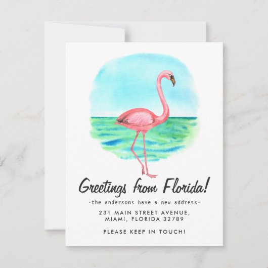 Tropisch Flamingo Bewegd Nieuw Adres Florida Beweg Aankondiging (Voorkant)