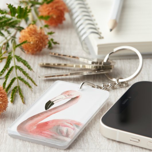 Tropisch Flamingo Bird Sleutelhanger (Voorkant Rechts)