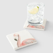 Tropisch Flamingo Bird Stenen Onderzetter (Zijkant)