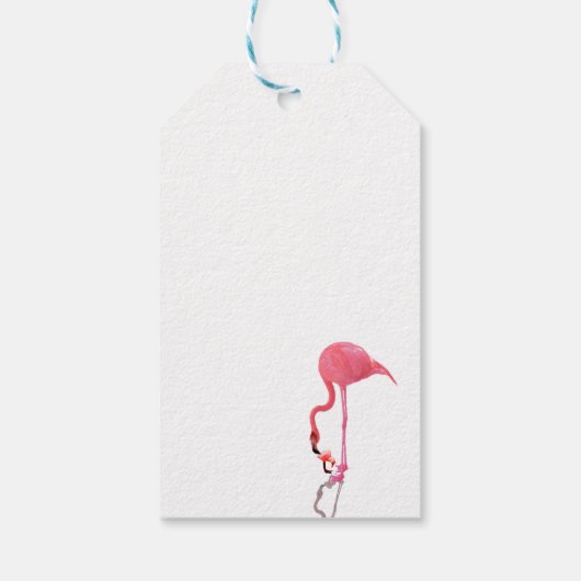 Tropisch Flamingo Blue Stripe Baby shower Cadeaulabel (Achterkant)