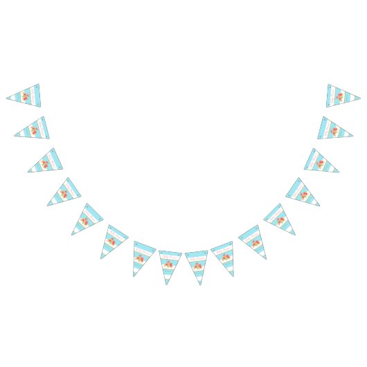 Tropisch Flamingo Blue Stripe Baby shower Vlaggetjes (Alle)