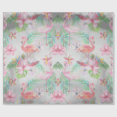 Tropisch Flamingo Botanisch Baby shower Cadeaupapier (Vlak)