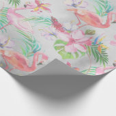Tropisch Flamingo Botanisch Baby shower Cadeaupapier (Hoek)